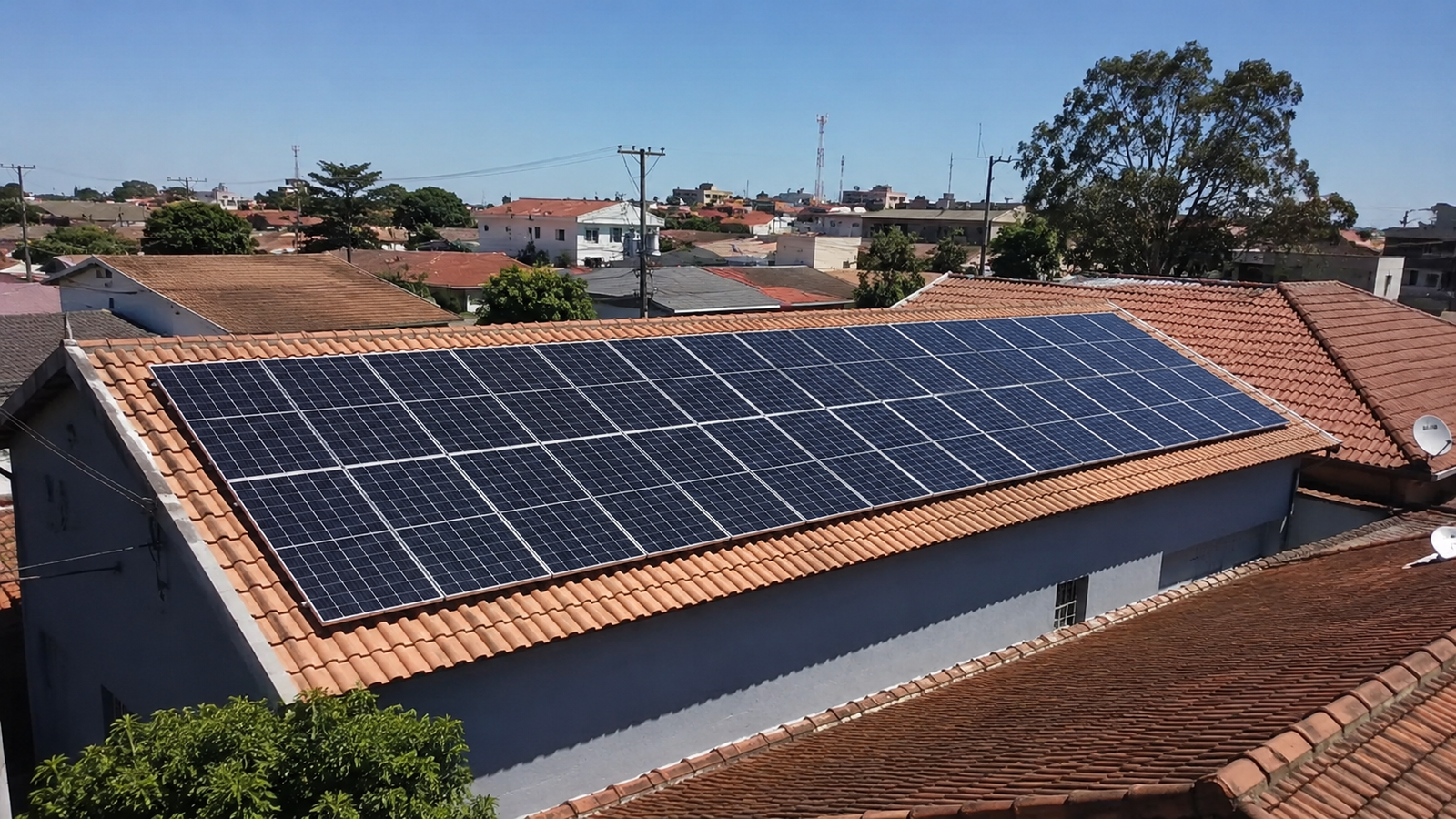Residência com painéis solares — cliente Solak Energia